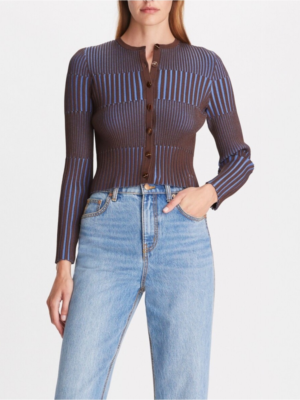 Tory Burch Shrunken Ribbed Cardigan NEW